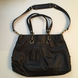 COACH CONVERTIBLE LEATHER SATCHEL BAG PURSE BROWN REMOVABLE SHOULDER STRAP